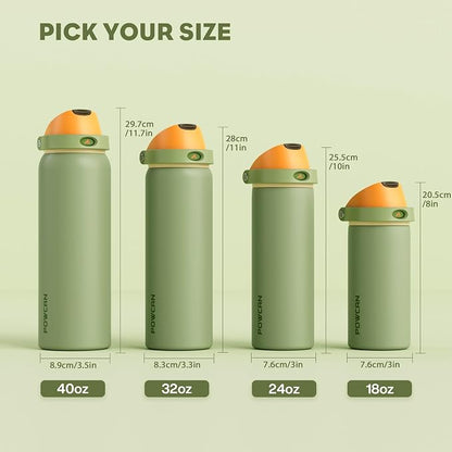 POWCAN 18 oz Metal Sports Water Bottle: 2-in-1 Push-Button Spout & Quick-Flip - Image 8