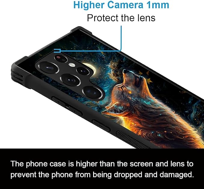 for Samsung Galaxy S22 Ultra Case, Star Cave Hungry Wolf Pattern Graphic Design - Image 3
