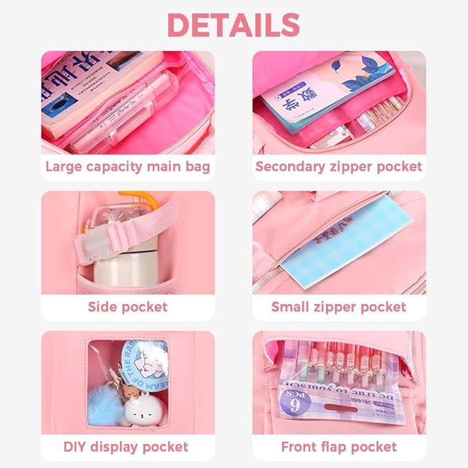 Cute Backpack for Teen Girls Kids Kawaii Bookbag Elementary Middle School - Image 6