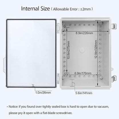 LeMotech Electrical Box, IP67 Waterproof Hinged Clear Cover Stainless Steel - Image 5