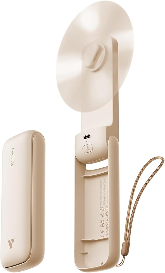Aecooly Slim Portable Fan, Thin Handheld Fan, USB Rechargeable Mini Personal by Aecooly