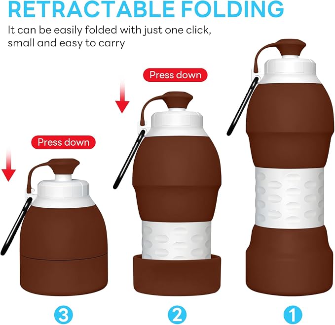 Collapsible Lightweight 20oz Water Bottle, Food-Grade Silicone BPA Free - Image 5