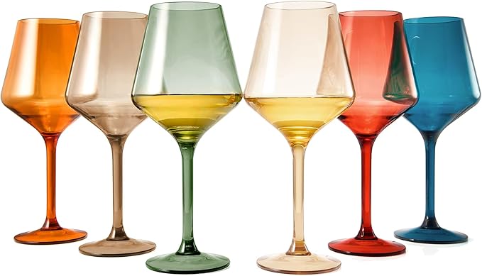 European Style Plastic Crystal, Stemmed Wine Glasses | Set of 6 | Acrylic by TheWineSavant