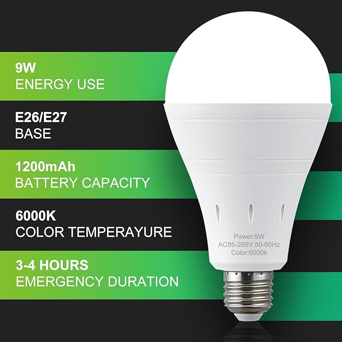 DEBAOBULB6 Pack Rechargeable Emergency Light Bulbs, Battery Powered LED Light - Image 6