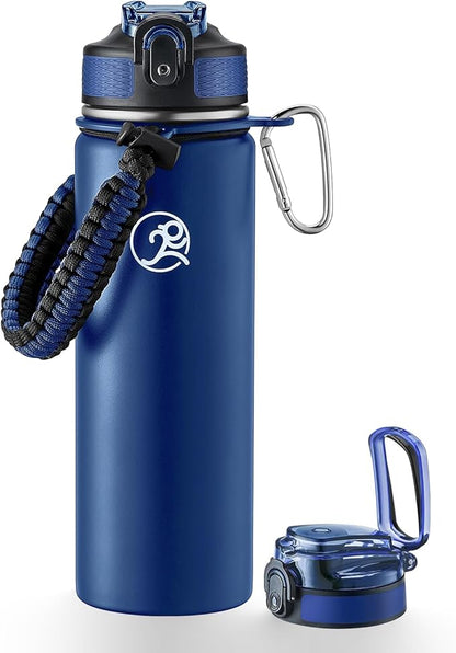 GOSWAG Insulated Sports Water Bottle, 24oz 2 Lids, Stainless Steel Water Bottles by GOSWAG