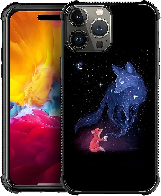 for iPhone 15 Pro Case, Galaxy Fox Wolf Pattern Graphic Design Girl Boy Soft by FKBRCL4U