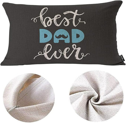 EKOBLA Happy Father's Day Lumbar Pillow Cases Best Dad Ever Mustache Beard - Image 6