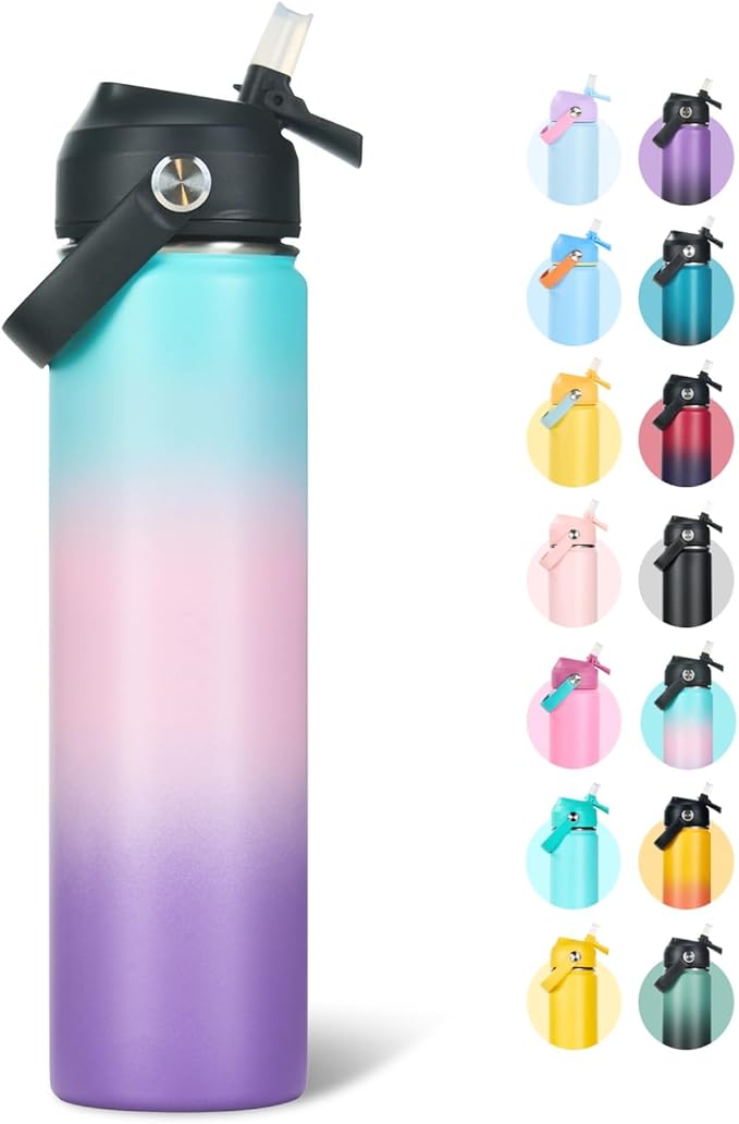 Fijinhom 24oz Insulated Stainless Steel Water Bottle, Wide Mouth Double Wall by Fijinhom