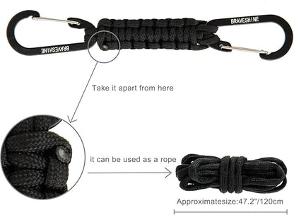 BRAVESHINE Paracord Keychain Carabiner Clip, D Ring Lanyard Hanger Stroller Hook - Image 3