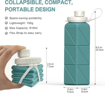 BEAUTAIL Collapsible Water Bottles 20.6oz 2 Pack, Silicone Foldable Portable - Image 3