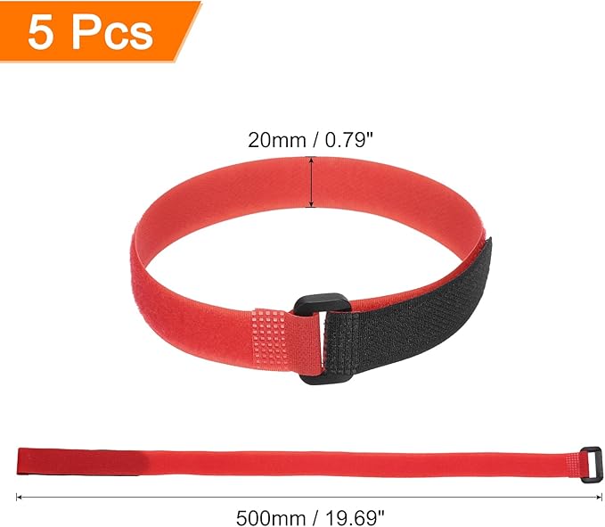MECCANIXITY 5Pcs Reusable Battery Tie Down Straps, 0.8x20" Red Nylon - Image 2