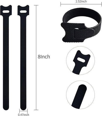 100 PCS 8 Inches Black Reusable Cable Ties, Adjustable Cord Straps, Cable - Image 2