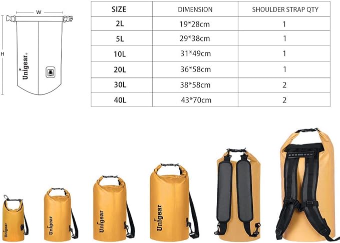 Unigear Dry Bag Waterproof, 2L/5L/10L/20L/30L/40L Floating and Lightweight Bags - Image 3