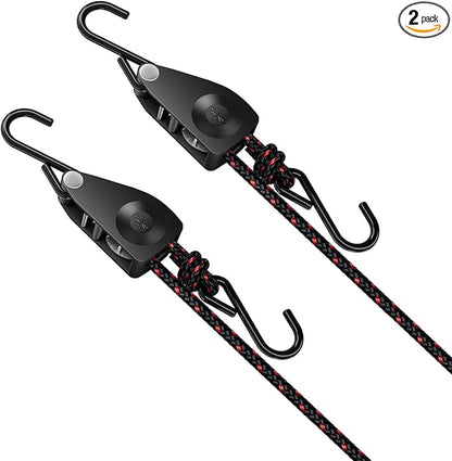 1/4" Ratchet Tie Down Straps, Heavy Duty Kayak Pulley System by ELUFAH