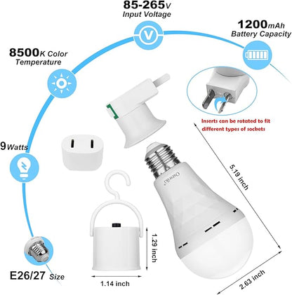 Ostwiki 2 Pack Rechargeable Light Bulb, Emergency Light Bulbs - Image 2
