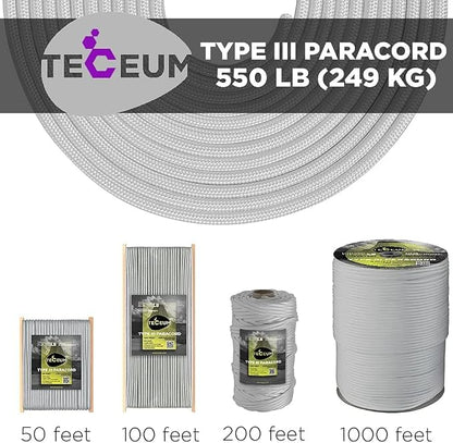 TECEUM 5/32" Paracord Rope 1000 – 1000ft / 200ft / 100ft / 50ft – Tactical - Image 9