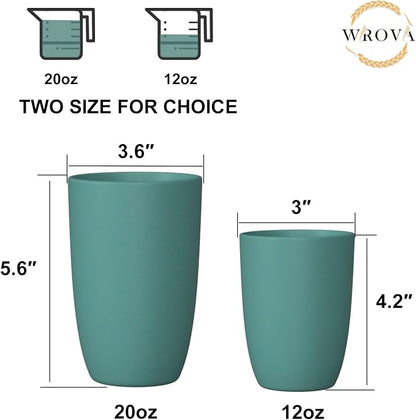 Wrova Wheat Straw Cups 6 PCS Good Alternative to Plastic Reusable Cups 20 oz - Image 3