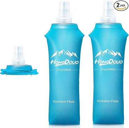 2 Packs Soft Flask, 17oz/500ml TPU Collapsible Soft Water Bottle by Unknown