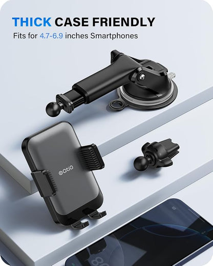 OQTIQ 3-in-1 Suction Cup Phone Holder Windshield/Dashboard/Air Vent, Dashboard - Image 6