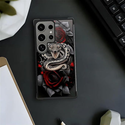 for Samsung Galaxy S24 Ultra Case, Entwined Rose Snake Pattern Graphic Design - Image 7