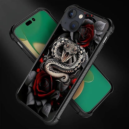 for iPhone 14 Plus Case, Entwined Rose Snake Pattern Graphic Design Girl Boy - Image 2