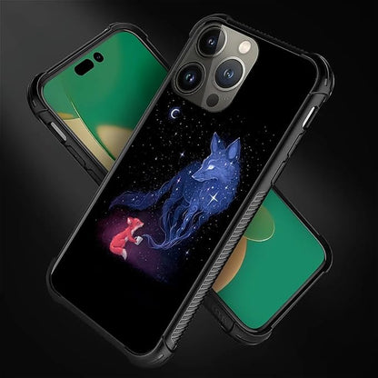 for iPhone 11 Pro Case, Galaxy Fox Wolf Pattern Graphic Design Girl Boy Soft - Image 2