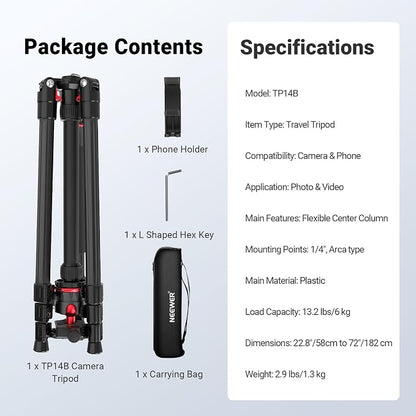 NEEWER Basics 72" / 182 cm Travel Tripod Monopod - Image 8