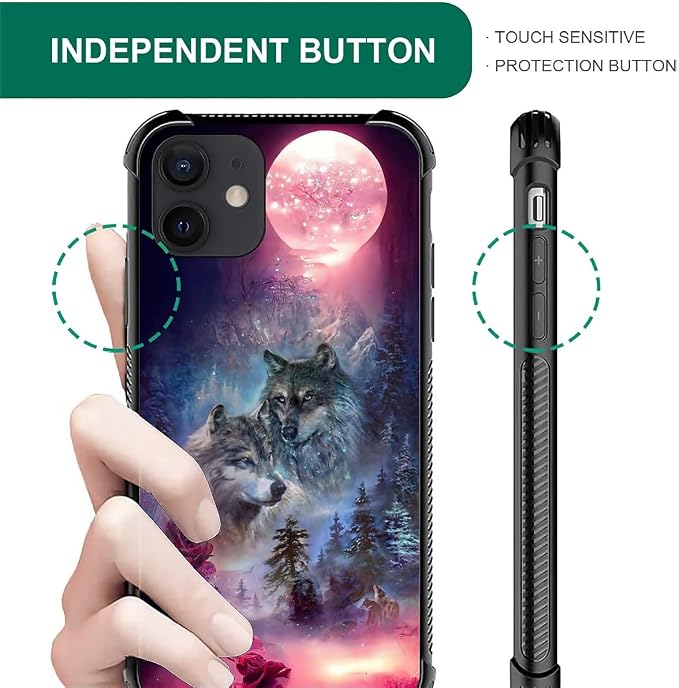 for iPhone 11 Case, Star Two Wolfs Howling Pattern Graphic Design Girl Boy Soft - Image 4