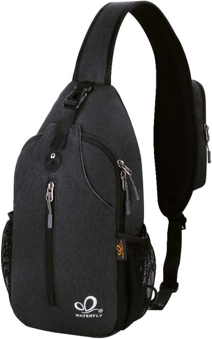 WATERFLY Crossbody Sling Backpack Sling Bag Travel Hiking Chest Bag Daypack by Waterfly