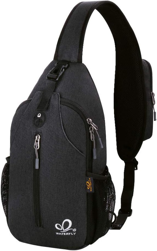 WATERFLY Crossbody Sling Backpack Sling Bag Travel Hiking Chest Bag Daypack by Waterfly