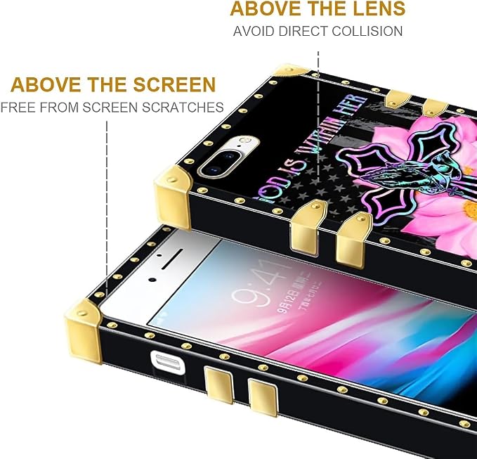 Compatible with iPhone 8 7 SE Case, Praying Cross Hands Luxury Golden Decoration - Image 7