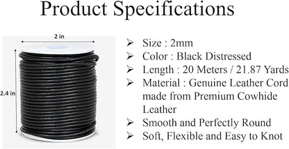GENIQUE Real/Genuine Round Leather String Cord - Image 3