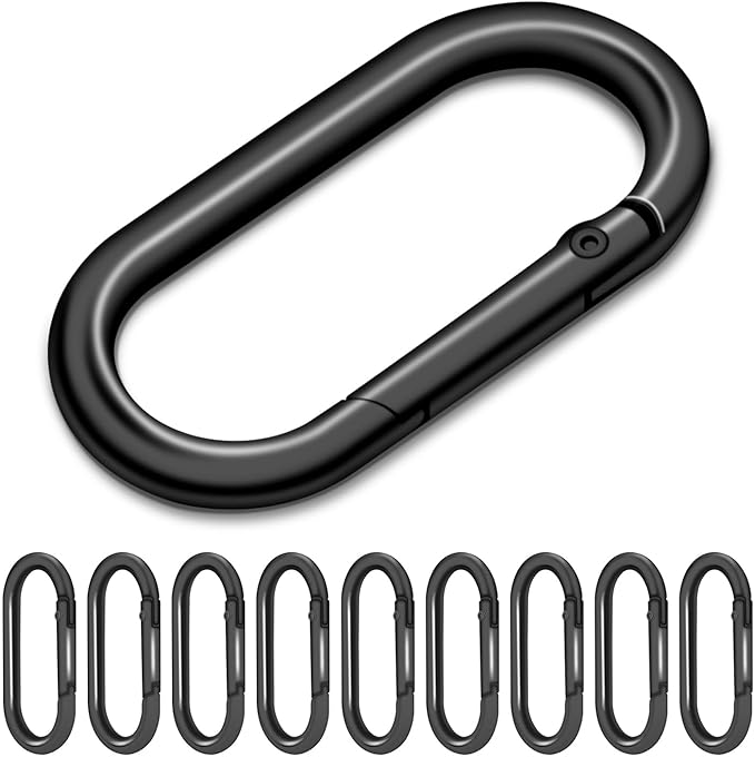 10Pack Oval Large Carabiner Clip, Metal Spring Carabiner Clips by CooBigo