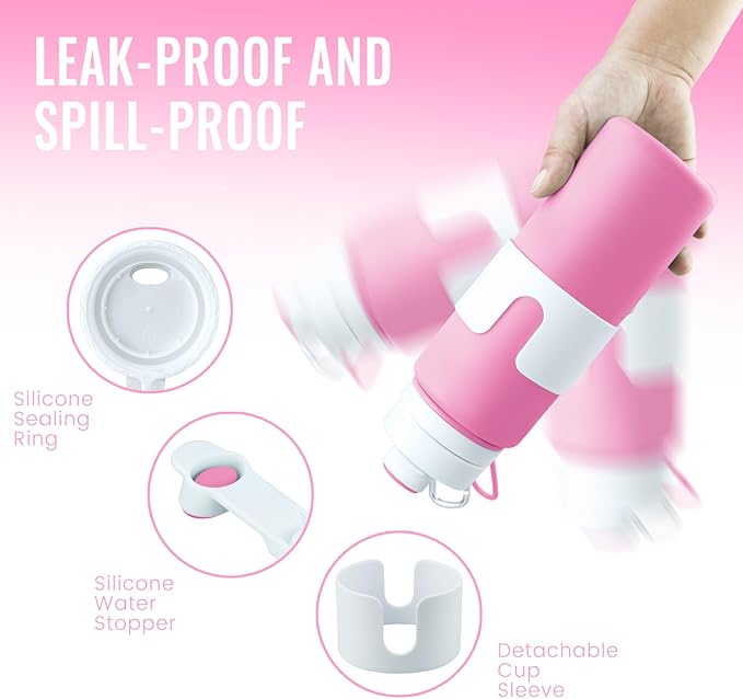 Nefeeko Collapsible Water Bottle, BPA Free 26oz Foldable Water Bottle - Image 4