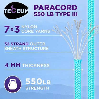 TECEUM Reflective Paracord Rope 1000 – 1000ft/200ft/100ft/50ft – 40+ Colors – - Image 3