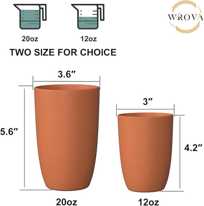 Wrova Wheat Straw Cups 6 PCS Good Alternative to Plastic Reusable Cups 20 oz - Image 3
