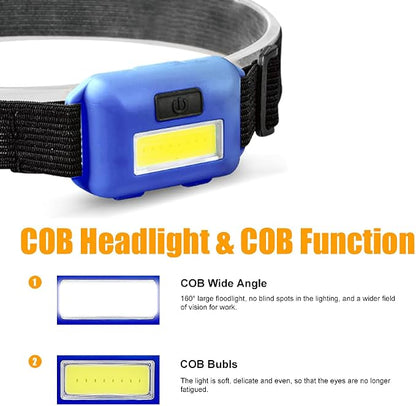8 Pack Led Headlamp for Adults and Kids, 1.1oz/31g COB Flood Light Ultra Bright - Image 3
