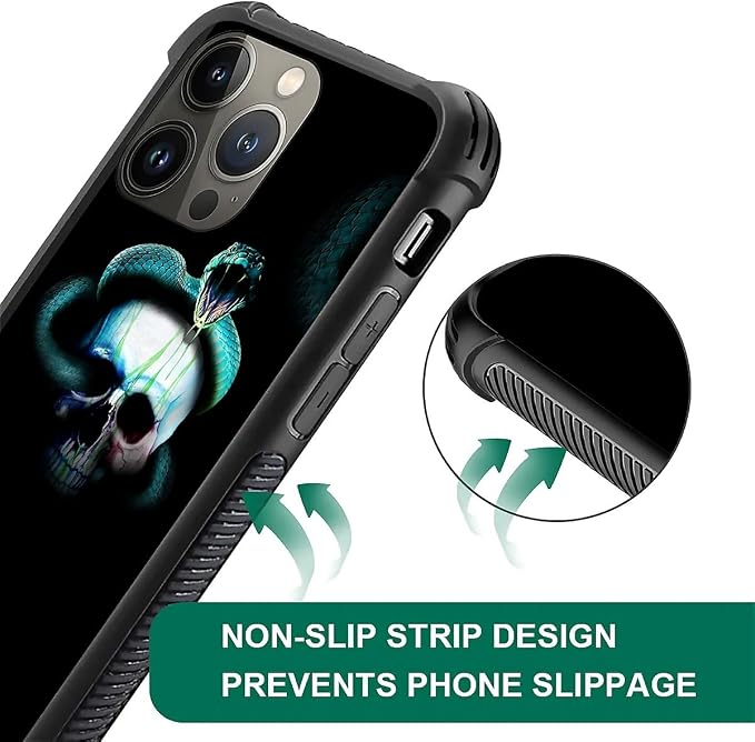 for iPhone 13 Pro Case, Skeleton Winding Snake Pattern Graphic Design Girl Boy - Image 4