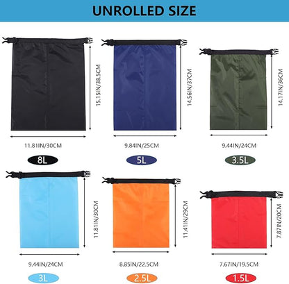 Pimoys 6 Pack Waterproof Dry Bags, Lightweight Outdoor Dry Sacks Ultimate Dry - Image 2