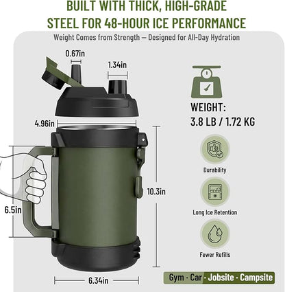 1 gallon water jug, 128 oz Large Insulated Stainless Steel Sports Water Jug - Image 8