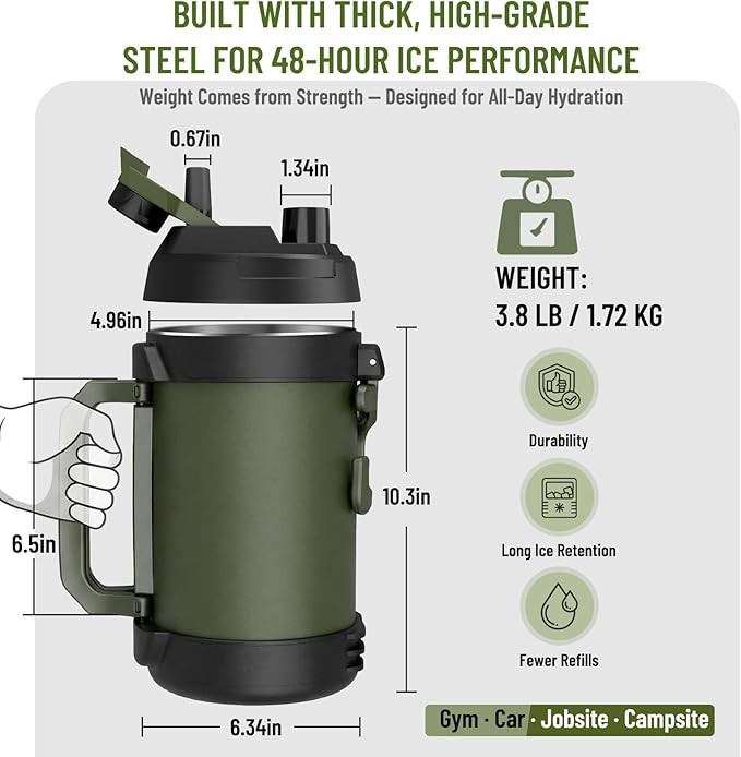 Hydraful Gallon Water Bottle, 128 oz Large Insulated Stainless Steel Sports - Image 7
