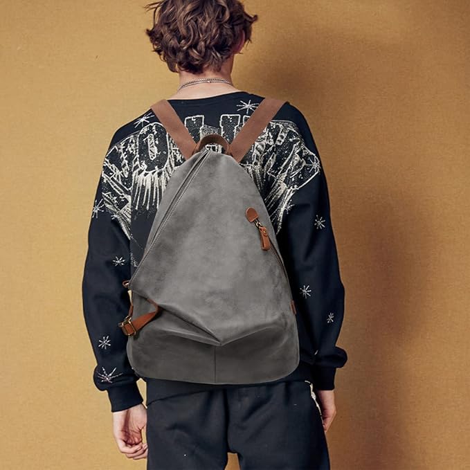 KL928 PU Leather Vintage Backpack – Large Casual Daypack Outdoor Travel - Image 7