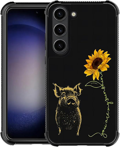 for Samsung Galaxy S23 Plus Case, Pig Sunflower Yellow Sunshine Pattern Graphic by FKBRCL4U