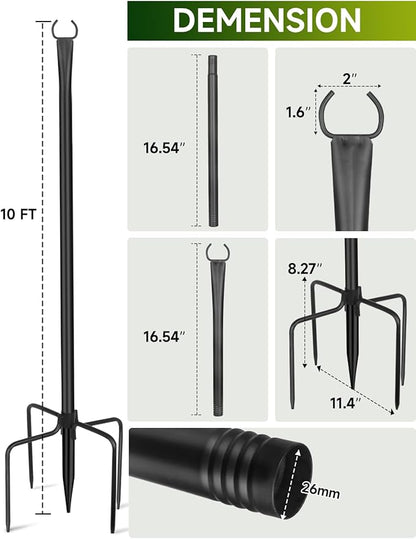 String Light Poles for Outside 4 Pack, 10ft Metal Outdoor String Light Poles - Image 9
