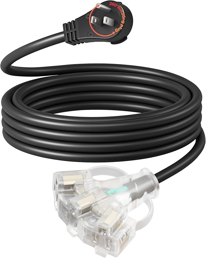 DEWENWILS 360° Rotating Flat Plug Extension Cord 15FT, 14/3 Gauge 3 Prong - Image 8