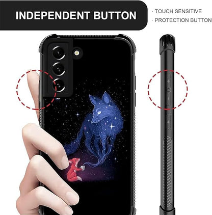 for Samsung Galaxy S21 FE Case, Galaxy Fox Wolf Pattern Graphic Design Girl Boy - Image 3