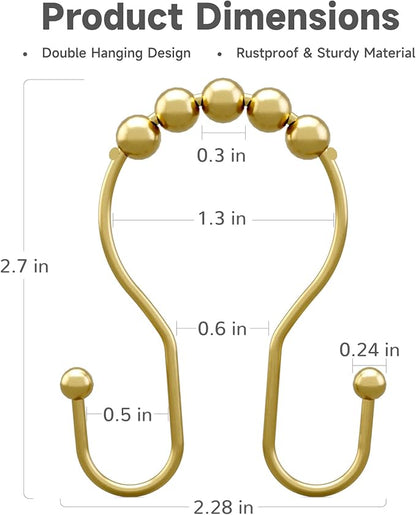 Bathway Gold Shower Curtain Hooks, Shower Curtain Hook Shower Curtain Rings - Image 6