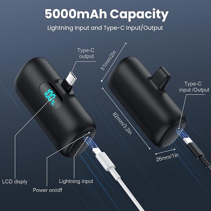 Mini Portable Charger 5000mAh Power Bank, 3A PD USB C Cell Phone Portable Power - Image 5