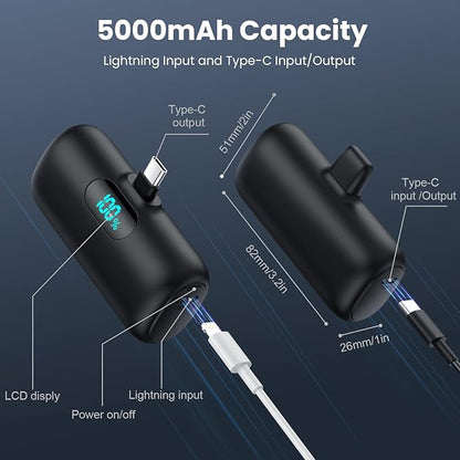 Mini Portable Charger 5000mAh Power Bank, 3A PD USB C Cell Phone Portable Power - Image 5