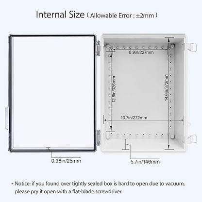 LeMotech Electrical Box, IP67 Waterproof Hinged Clear Cover Stainless Steel - Image 5